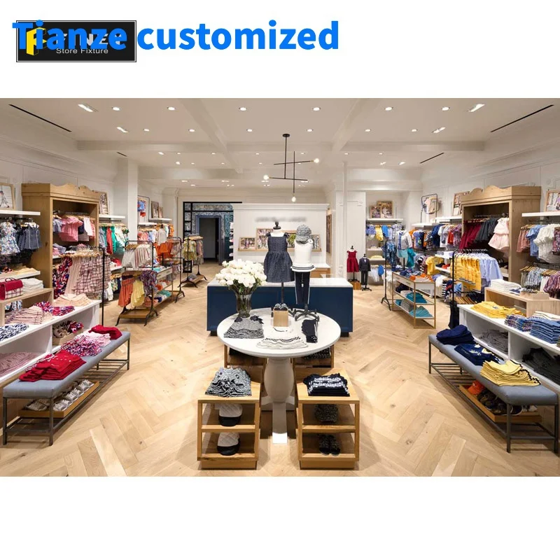 (Customized) high quality fashion kid cloth store interior design furniture children's clothing store