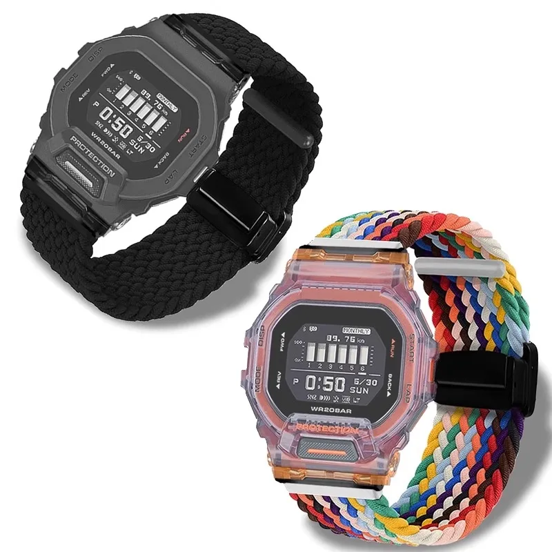 النسيج النايلون معصمه ل كاسيو G-SHOCK مربع صغير GBD-200 GBD200 القط رجل قماش حزام ساعة اليد الرجال حزام الساعات سوار مغناطيسي