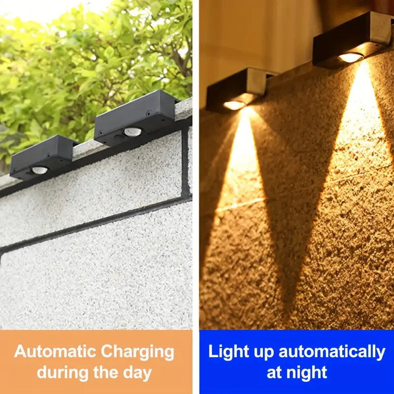LED Solar Fence Lights Outdoor Waterproof Solar Wall Lights Solar Powered Deck Lights for Backyard Railing Step Patio Garden