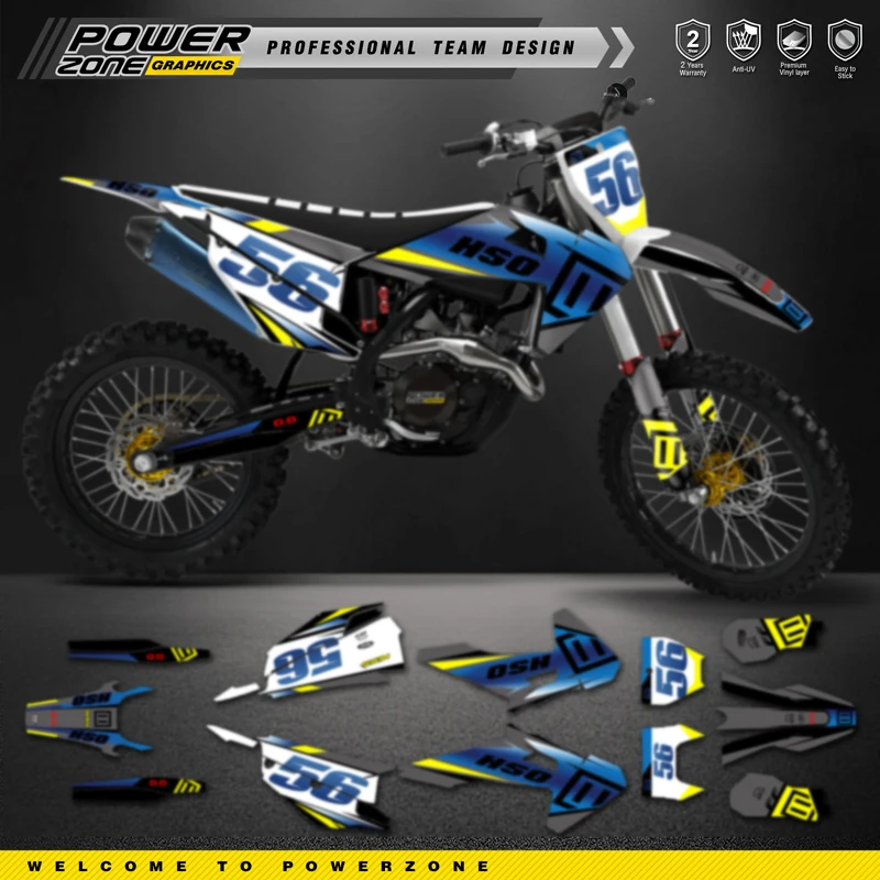 PowerZone Custom Team Motorcycle Graphics Decals Stickers Kit For Husqvarna Decal 19-22 TC FC TX FX FS 20-23 TE FE 125-450CC 12