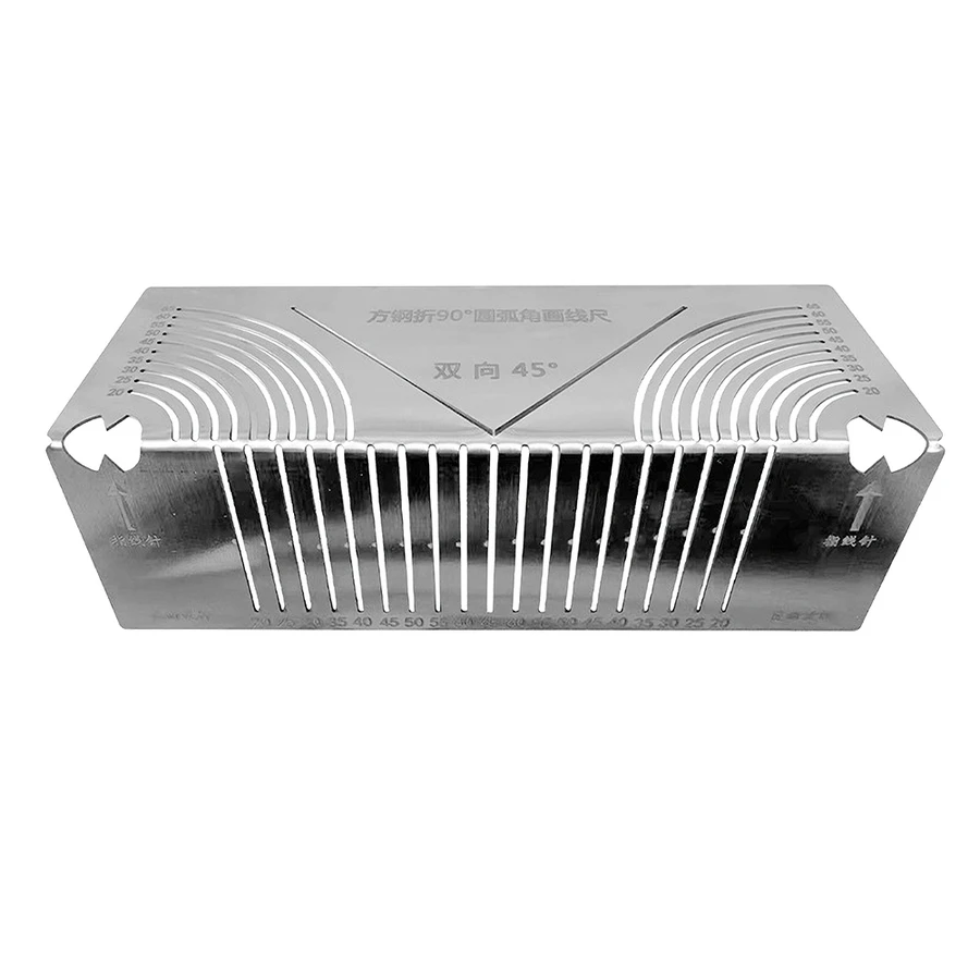 1 Piece Square Tube Rounded Corner Drawing Ruler Square Steel Drawings Two-Way 45 Degree Angle Precise Line Drawing Tool