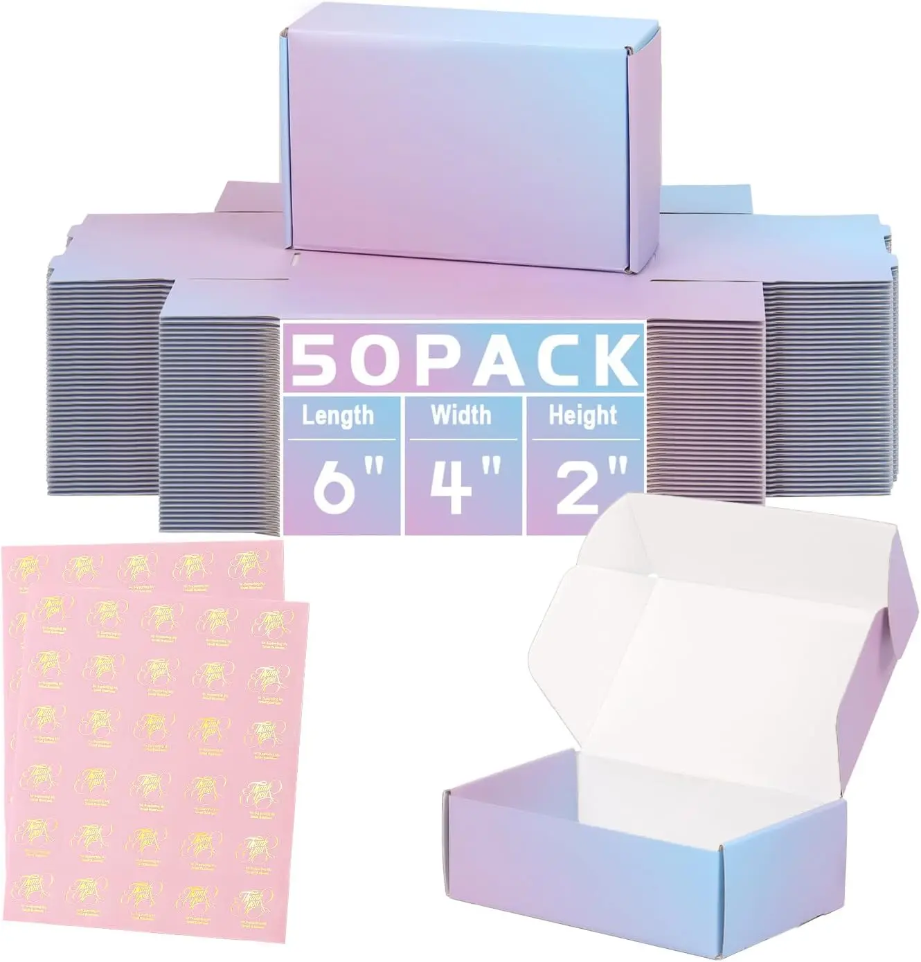 

Small Shipping Boxes 6x4x2 Inch, 50 Pack Corrugated Cardboard Mailer Gift Box for Small Business Packaging