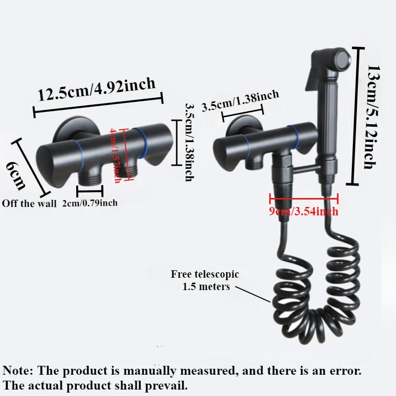 1/2 "3/4"/Connettore con fibbia Valvola ad angolo a tre vie Set di pistole a spruzzo per WC WC Mate Bidet Ottone Supercharging Accessori per il bagno