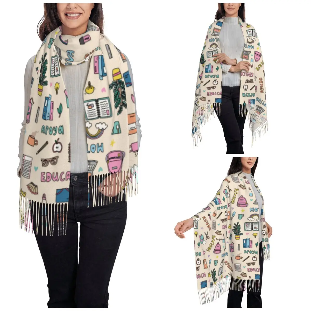 Womens Scarf with Tassel Enfermera En Apuros Long Super Soft Shawl and Wrap Nurse Accessory Gifts Pashmina Scarves