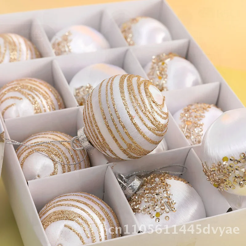 

Набор рождественских шаров из шелковой нити, 12 шт., темно-синий, серебристый, серый, шампанское, золотой, красный, белый, голубой, светло-розовый, 6 см, рождественский