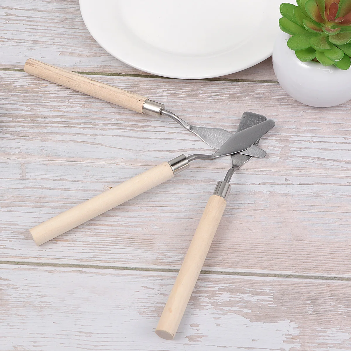 

3 pcs Painting Tool Set Stainless Steel Mixing Scraper Gouache Oil Acrylic Clay Pottery Art Supplies Sculpture Texture Tools For