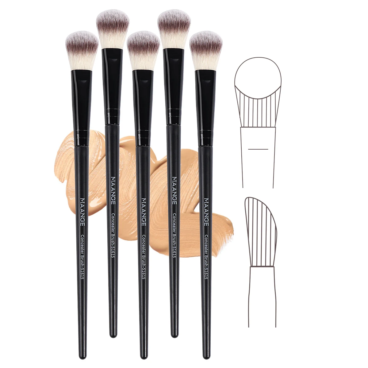 MAANGE 5Pcs Flawless Facial Makeup Brushes Soft Bristle Make-up Details Brushes for Concealer Cosmetics Makeup Tool for Beauty