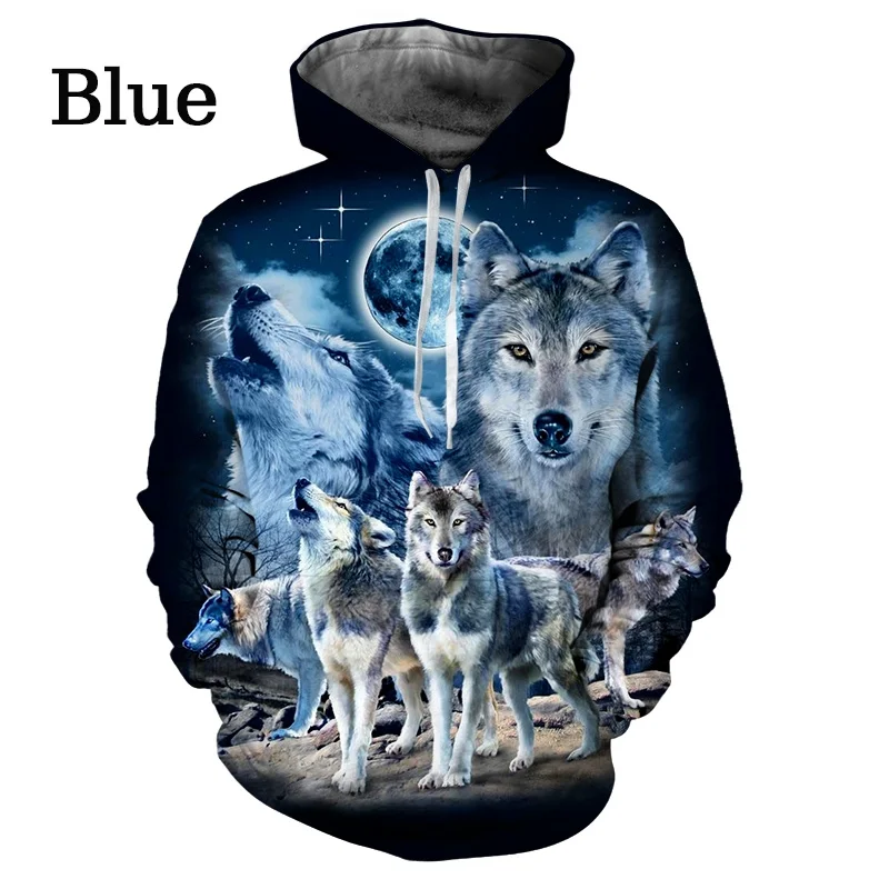 

Fashion 3D Wolf Print Hooded Sweatshirts Unisex Wild Animals Pattern Printing Couple Hoodie Casual Long Sleeve Tops