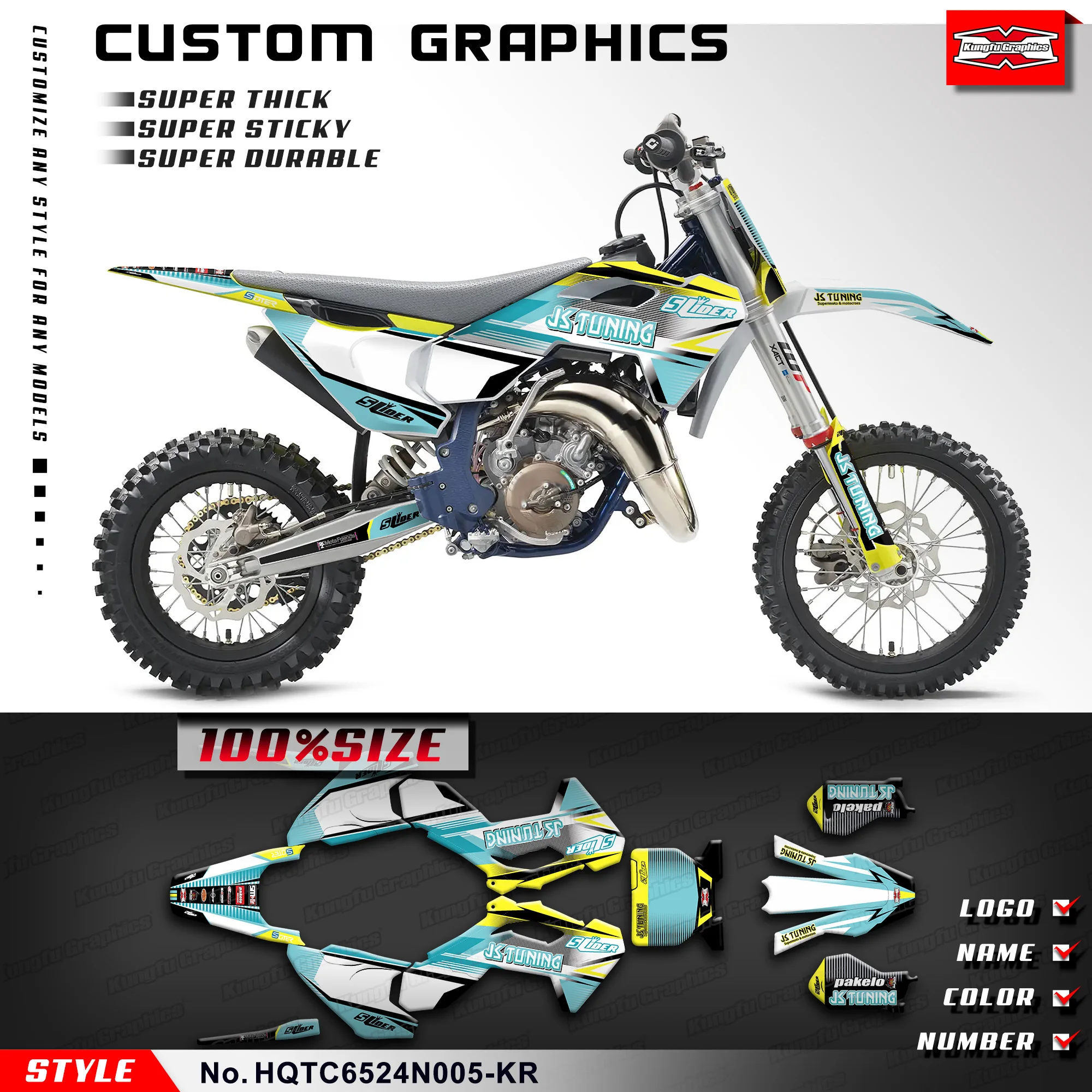 

KUNGFU GRAPHICS Graphics Kit Racing Sticker for Husqvarna TC65 TC 65 2024, HQTC6524N005-KR