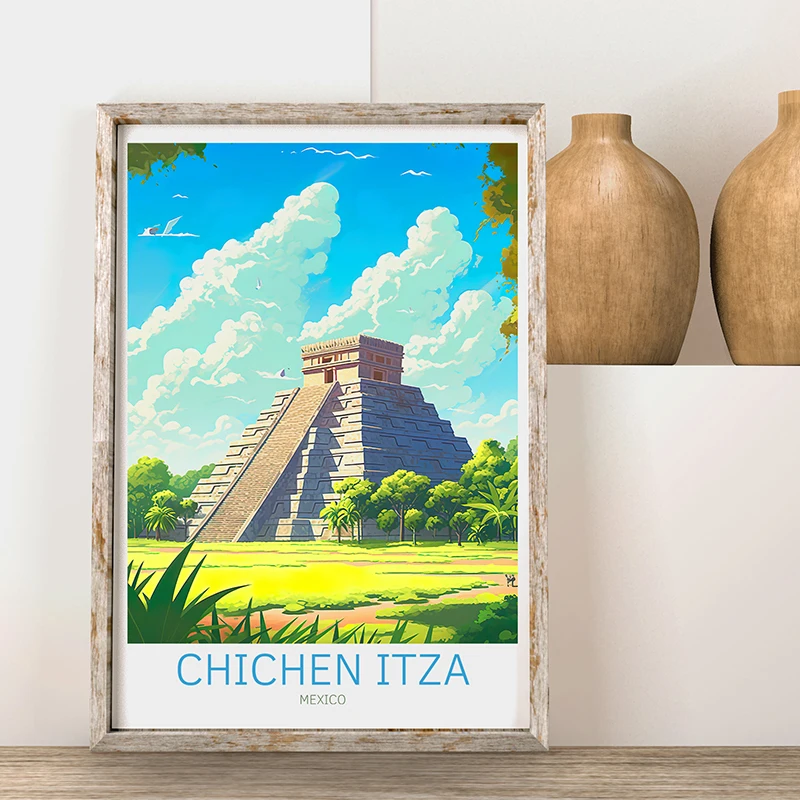 Mexico Travel Scenery Poster Santa Fé Chichen Itza Oaxaca Tulum Cancun Canvas Painting Photo Wall Art Picture Office Home Decor