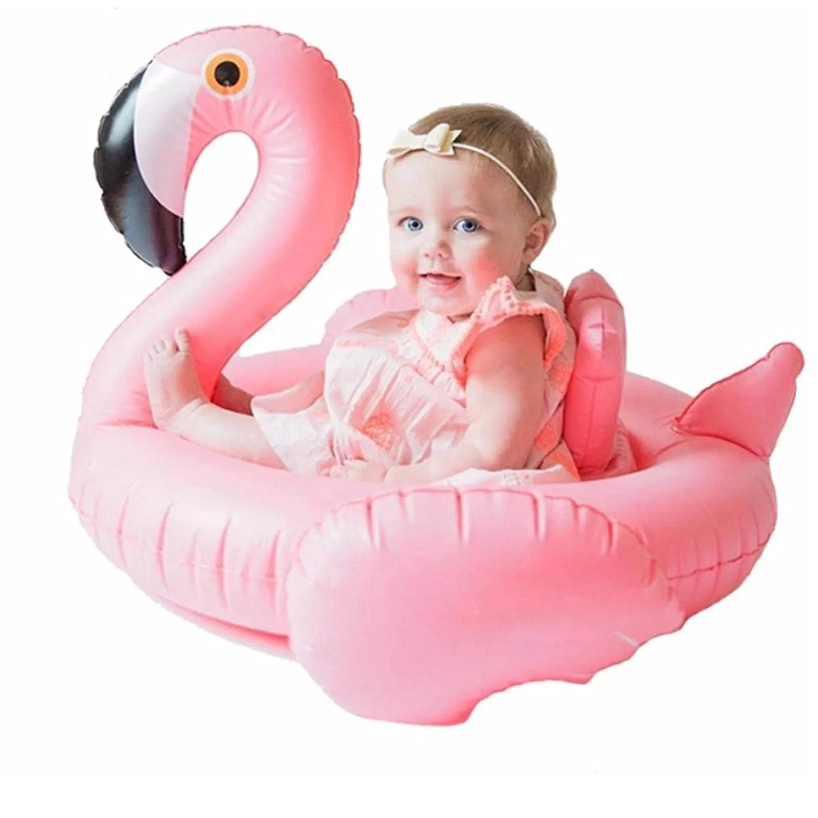 Pink Flamingo Baby Swim Ride-On Float Swimming Pool Toys Inflatable Swimming Ring for Kids Perfect for Summer Play