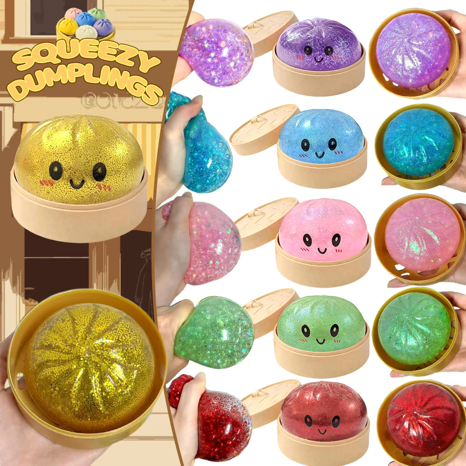 Pelotas Antiestrés de Dumpling, Reutilizables, de Baja Resiliencia, Juguetes de Masilla para Aliviar el Estrés, para Decoración del Hogar y la Oficina, Regalos Diarios