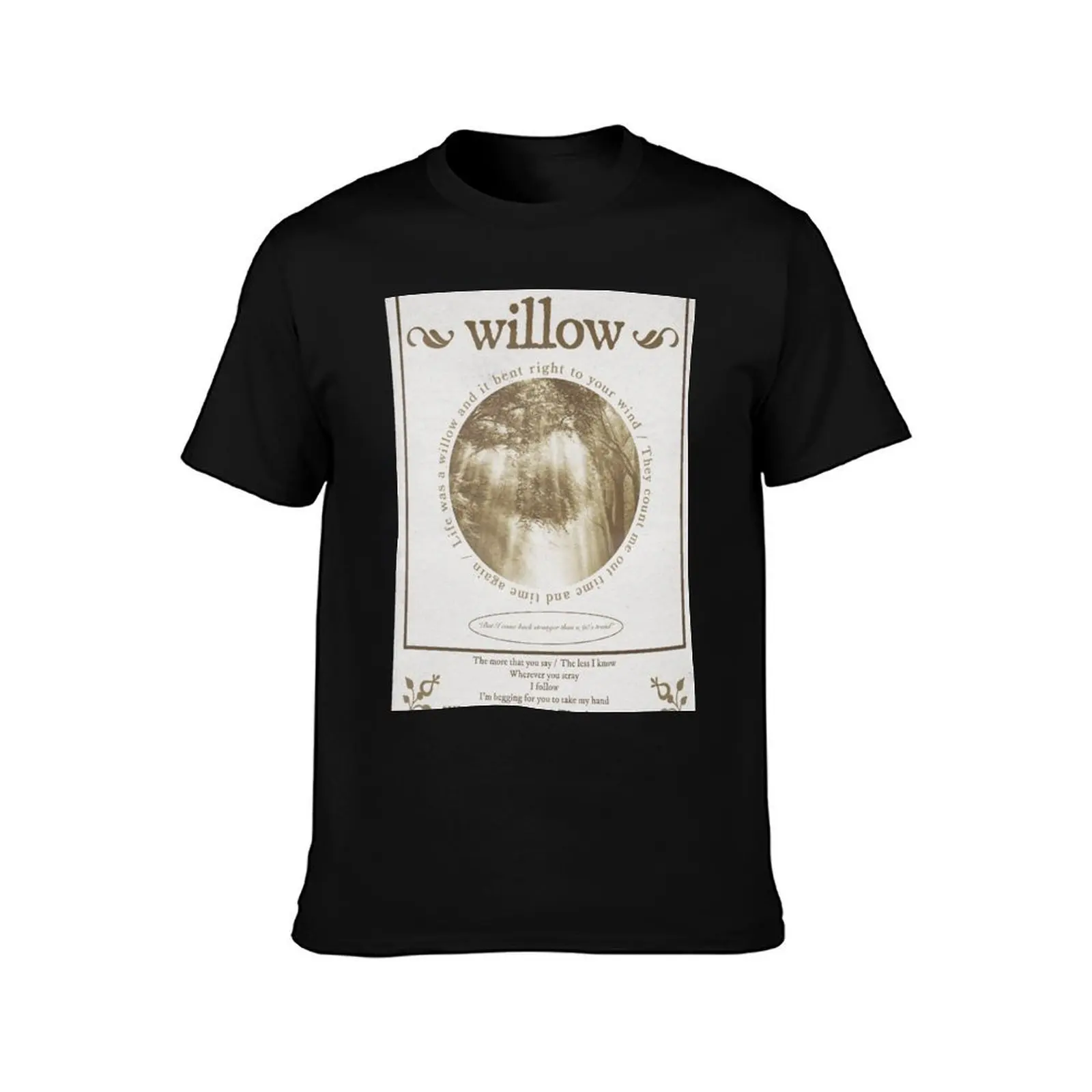 Willow T-Shirt, Summer Casual Cotton Tee, Oversized Streetwear Tops, Vintage Graphic Print, Loose Fit Short Sleeve, 100% Cotton