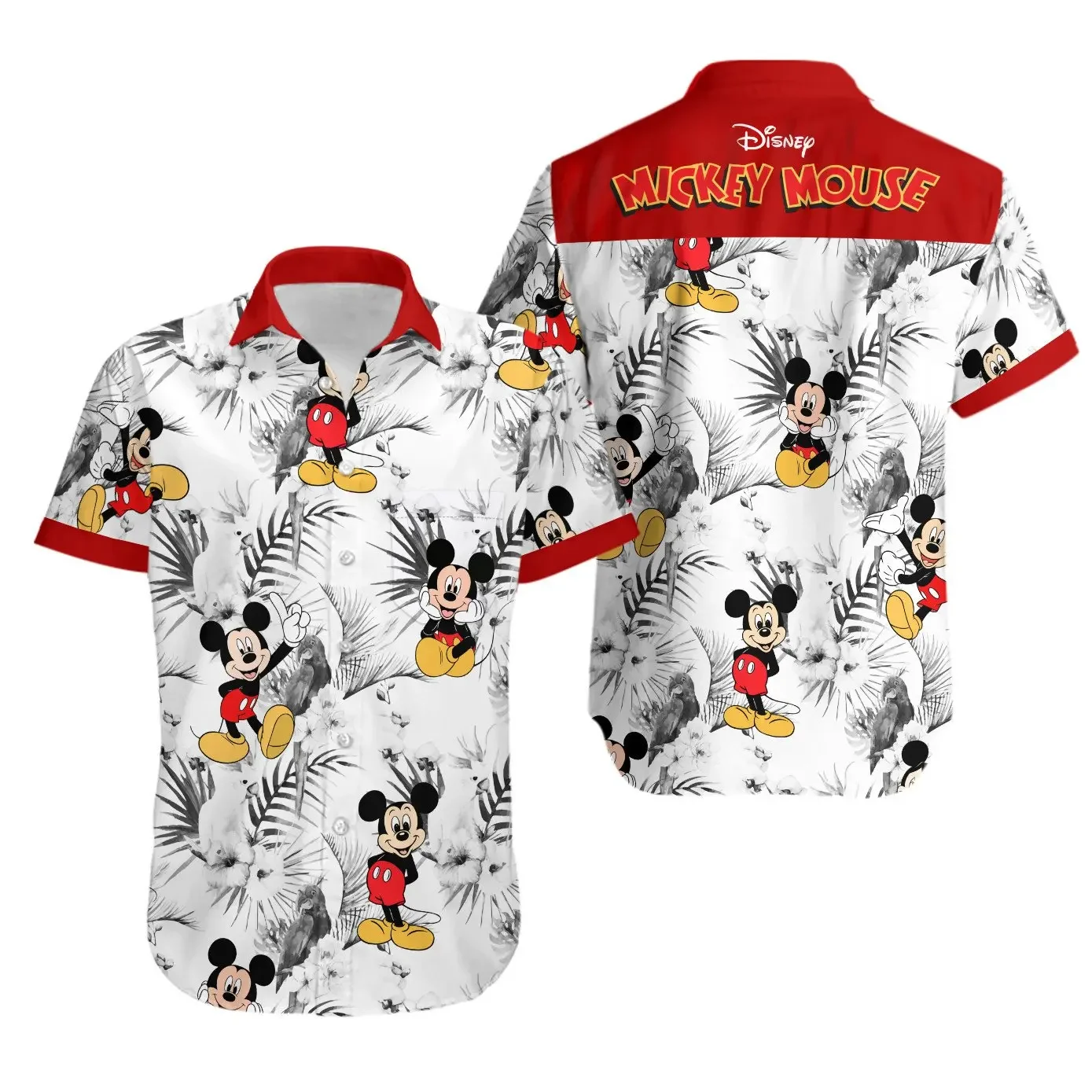 2024 Disney Mickey En Vrienden Vakantie Hawaiiaans Shirt Heren Dames Korte Mouwen Zomer Hawaiiaans Shirt Casual Strandshirt