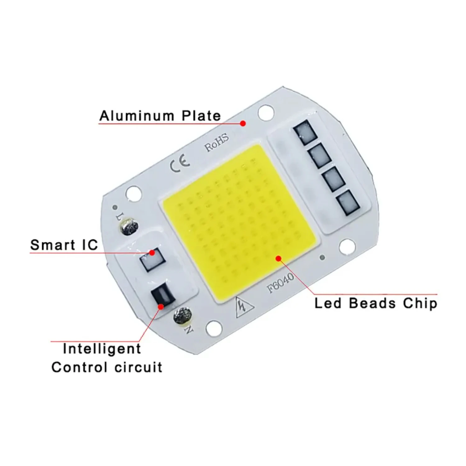 Cuentas de lámpara COB 50 W iluminación AC 220V 240V IP65 IC inteligente sin controlador DIY reflector de luz de inundación luz de Chip para exteriores