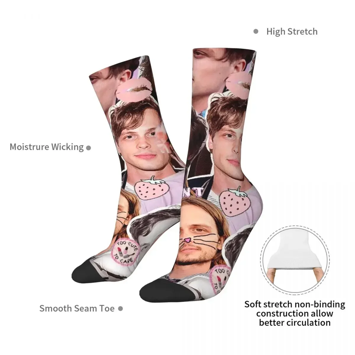 Matthew Gray Gubler Kawaii Collage Socks Harajuku High Quality Stockings All Season Long Socks for Man's Woman's Gifts