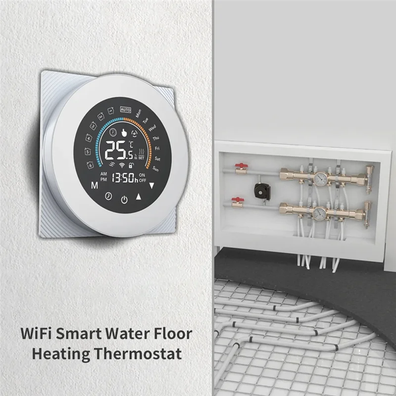 Tuya Wifi Thermostat LCD Digital Touch Temperature Control สําหรับ Alexa สีขาว, เครื่องทําน้ําอุ่น (Wifi) ติดตั้งง่าย ใช้งานง่าย