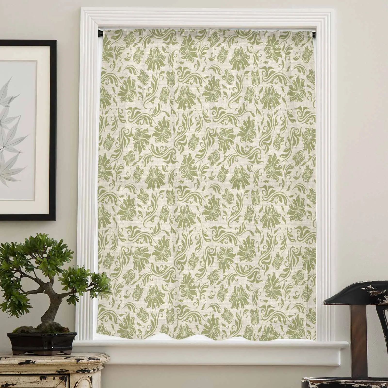 Retro Wallpaper Plants And Flowers Sheer Curtain Living Room Drapes Home Bedroom Voile Curtain Tulle Window Curtain