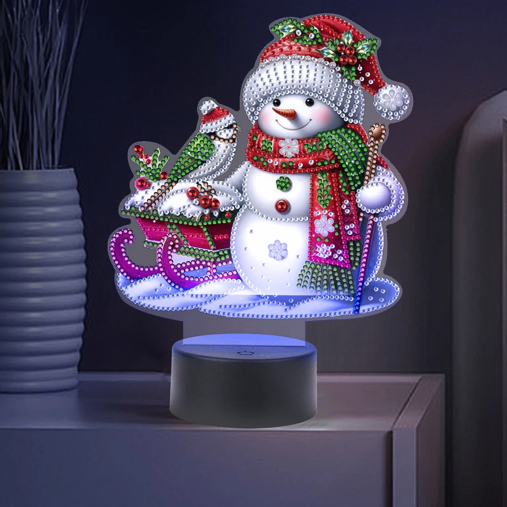 الاكريليك مزدوجة الوجهين عيد الميلاد ثلج ديكور DIY 5D الماس مصباح الماس اللوحة ضوء الليل الماس الفن ضوء الحلي