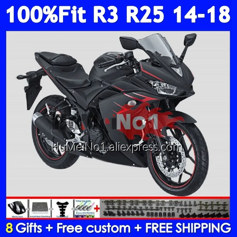 Body For YAMAHA YZF R3 R25 R 3 YZF-R3 YZFR25 373No.22 YZF-R25 Matte black YZFR3 2014 2015 2016 2017 2018 14 15 16 17 18 Fairing