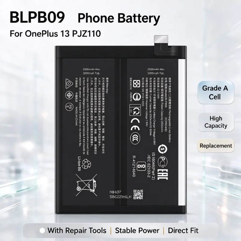 BLPB09 Phone Battery For OnePlus 13 PJZ110, Grade A Cell High Capacity Replacement Mobile Phone Battery With Repair Tools