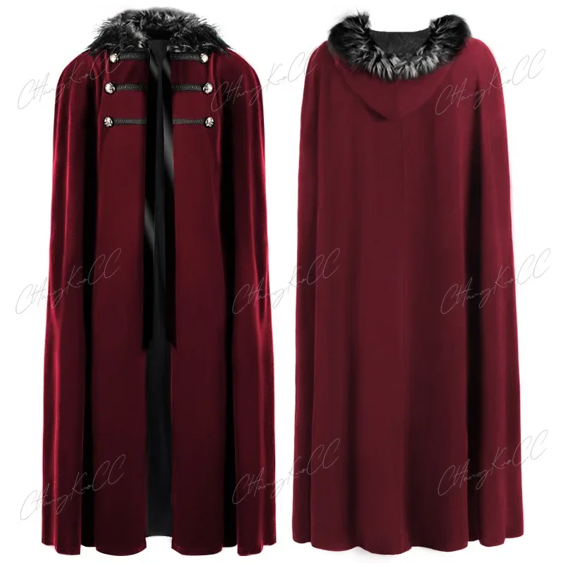 عباءة زي القرون الوسطى للنساء ، ياقة من الفراء ، تأثيري القراصنة ، رأس هالوين ، Steampunk القوطية ، Larp الفايكينغ ، الشتاء