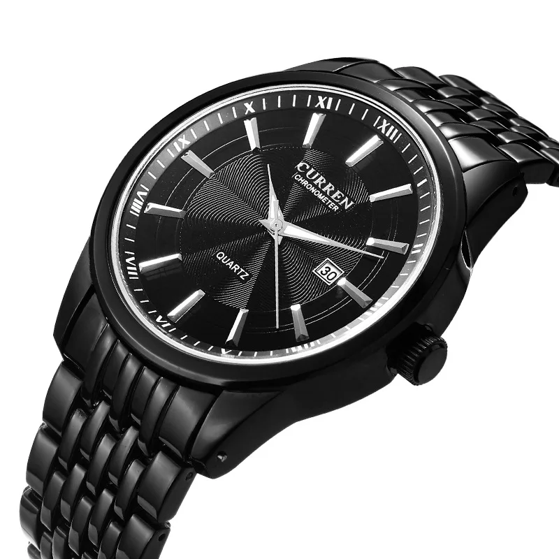 ساعة كورين 8052 للرجال كوارتز بتقويم رجالي وحزام فولاذي مقاوم للماء للرجال