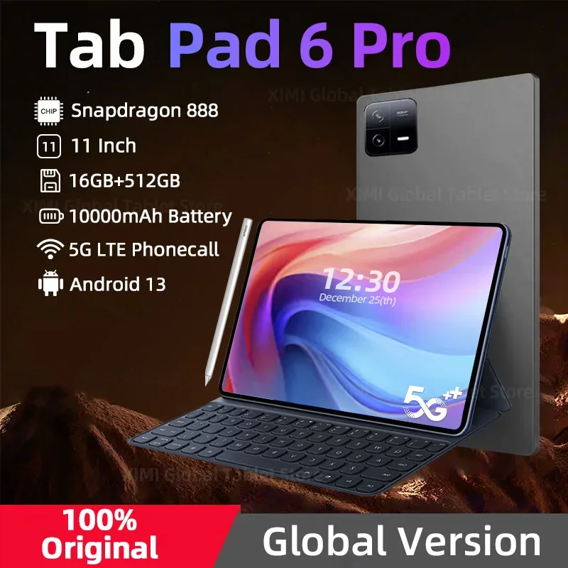 

2023 Original Tablets Pad 6 Pro Global Version HD 4K Android 13 Snapdragon 888 11inch 16GB+1TB 10000mAh Tablet PC 5G WIFI Mi Tab