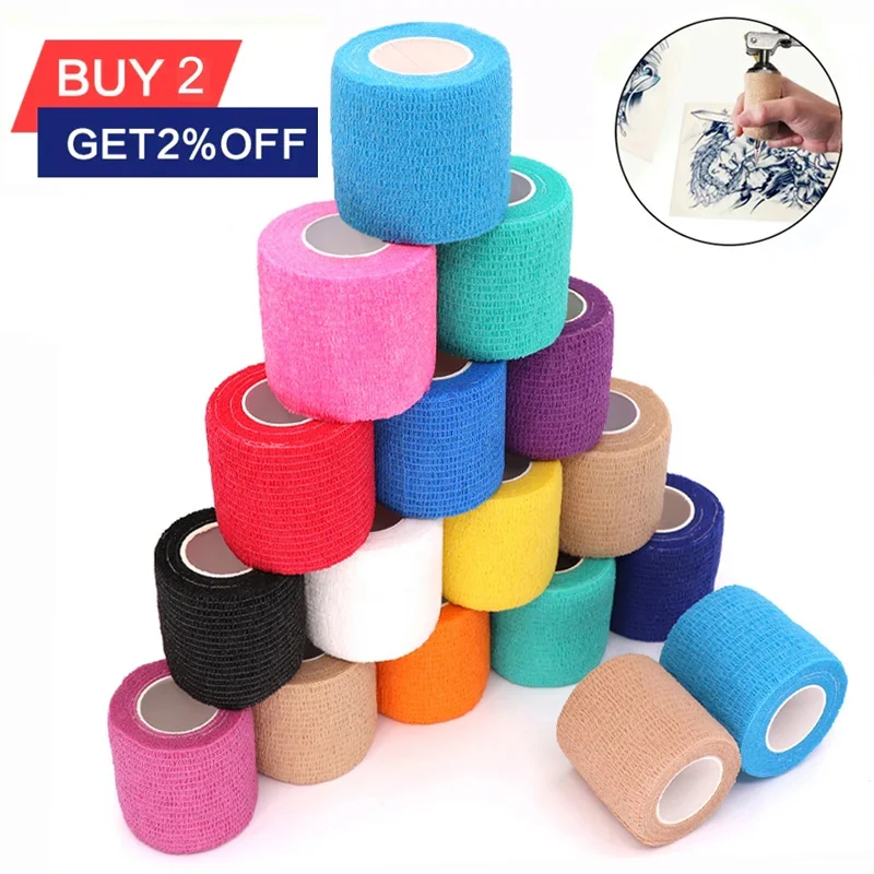 1 Rolle 2,5/5/7,5/10 cm x 4,8 m Gaze-Bewegungsbandage, selbstklebende, atmungsaktive elastische Bandagen für Sportbefestigung, Finger, Handgelenk, Bein