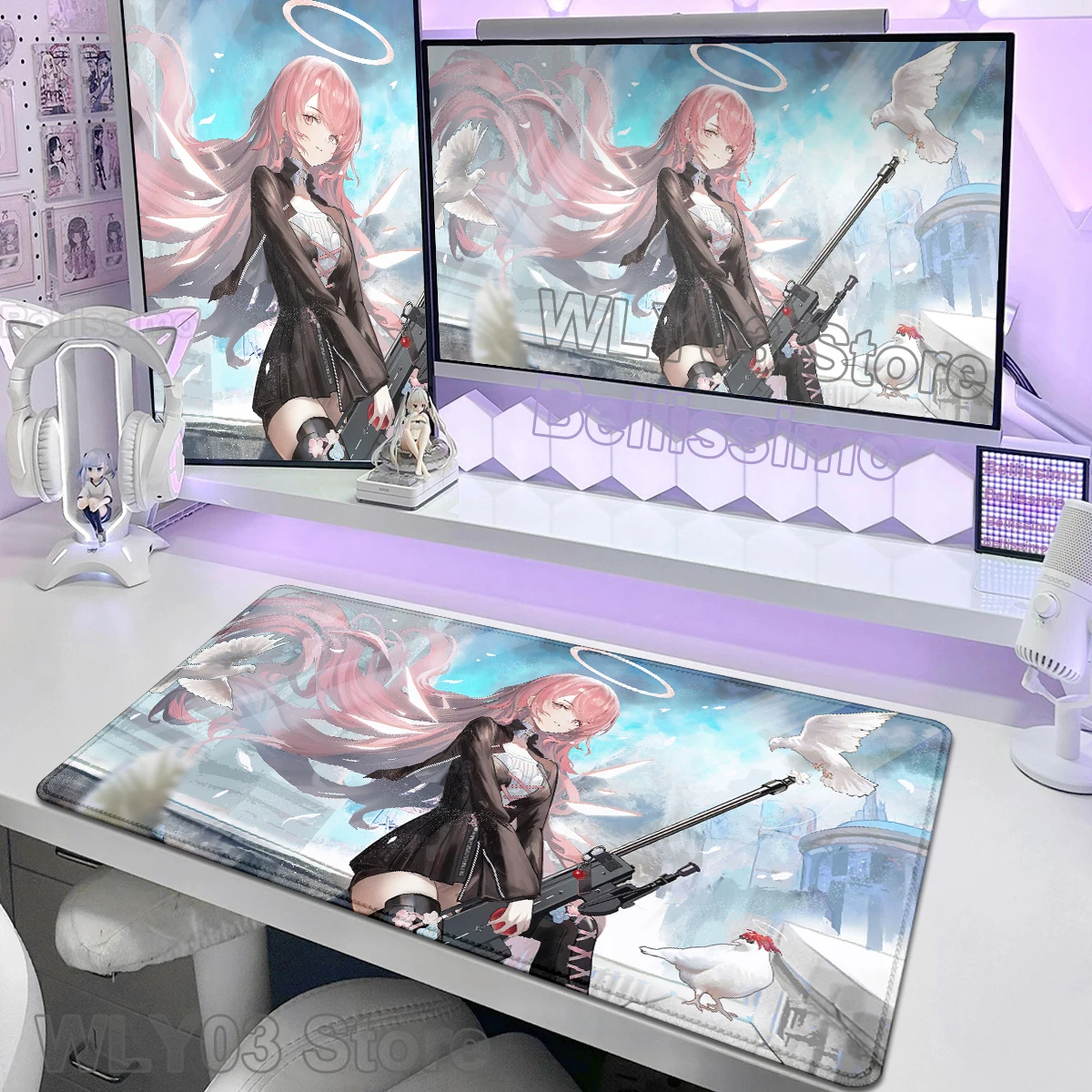 Arknights Lemuen Mouse Pad Gamer Large Keyboard Extended Mousepad Natural Rubber Desk Mat Soft PC Tablemat Desk Cabinet Carpet