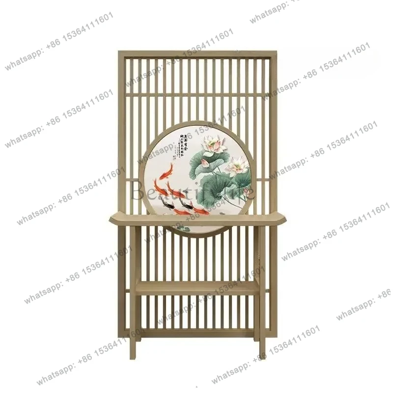 

solid wood screen partition mobile seat screen living room shielding fence lotus flower without nails tenon and mortise