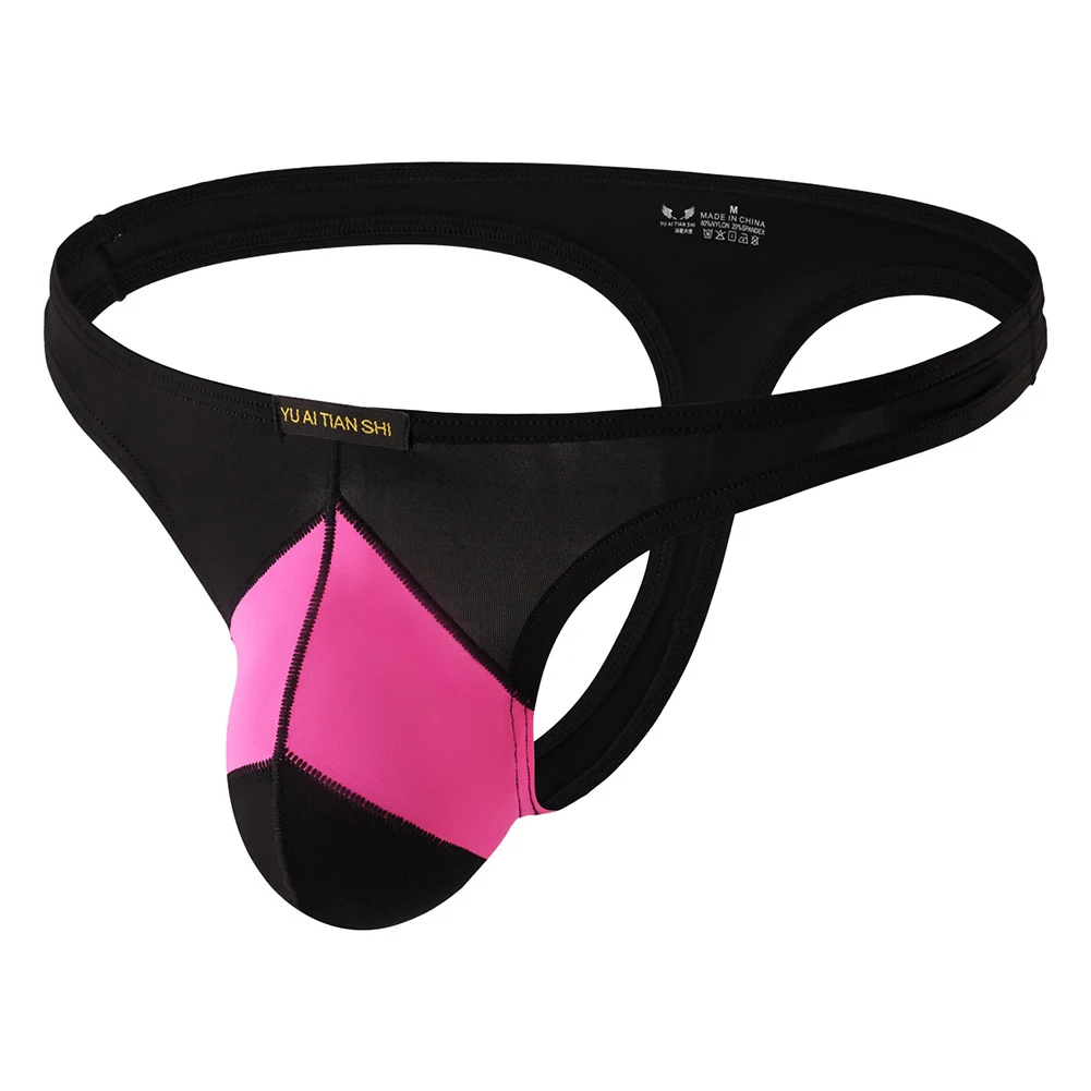 

Daily Wear Traveling Black Men Underwear Breathable Underpants Classic Style Thong Color Matching Pattern Lightweight Underwear