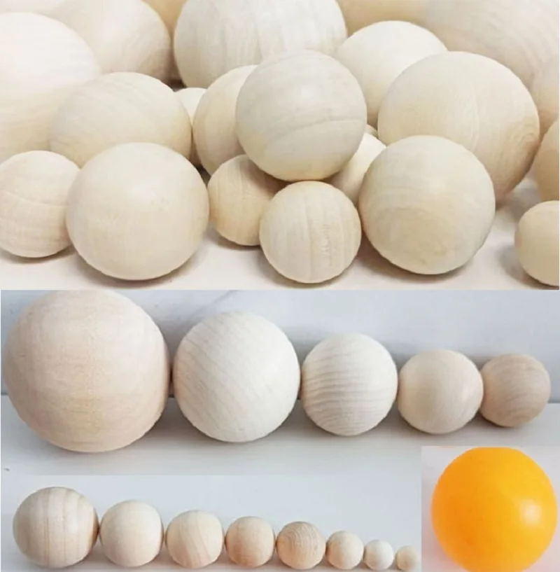 100PCS Natural Wood Beads Unfinished Split Full Round Ball 40mm 45mm 50mm Craft DIY Paint Kid Arts Game Gifts