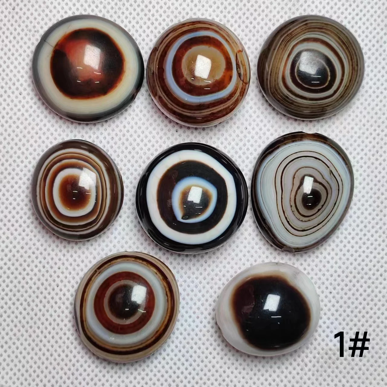 

8pcs/lot natural color sheep's eye plate beads Black-white-brown-red Charming eye stone Striped agate 25mm Accessories wholesale