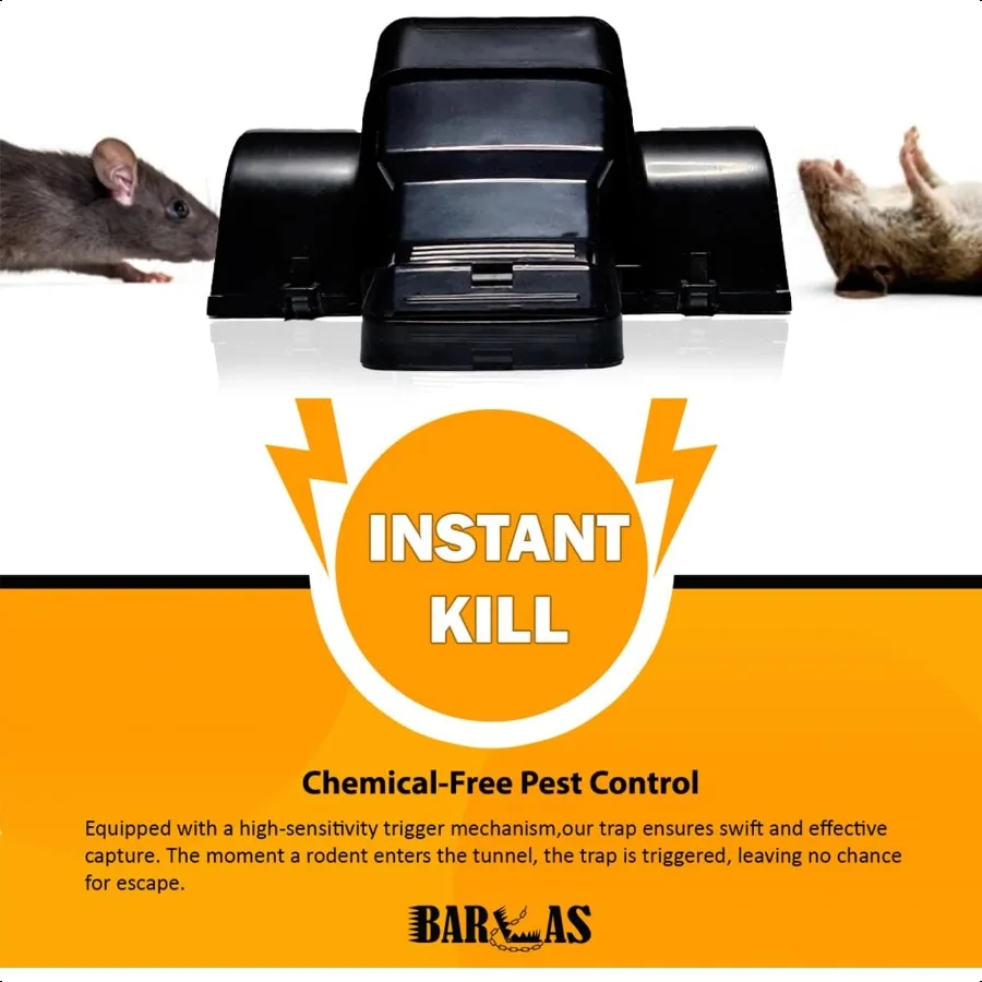 Tunneled Safe Pest Control Rat Trap Humane Dual Entry Traps for Rats and Mice Rat Snap Traps with Safe Pedal Design Outdoor Rod