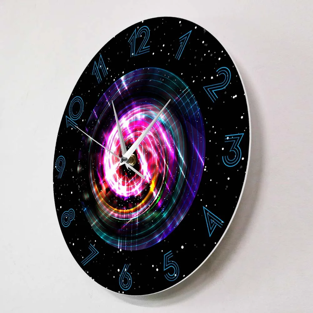 Galaxy Nebula Vortex Wall Clock - Cosmic Silent Quartz Watch for Living Room Bedroom Futuristic Astronomy Decor