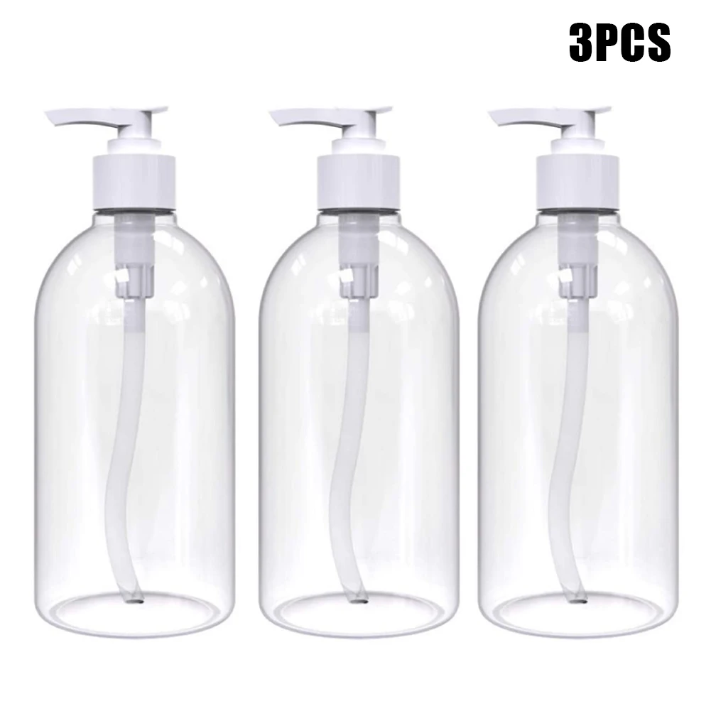 1/3 Pcs 500ml Bottles Dispenser Refillable Shampoo Conditioner Lotion Bottles Pump Bottles Easy To Carry For Home Bathroom Trave