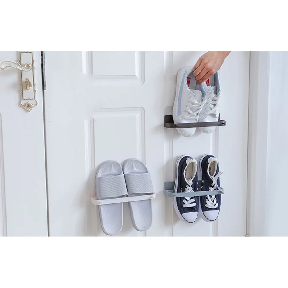 

5pcs Wall Mounted Shoe Rack Easy Install No Drilling Tools Space Saver Slippers Organizer Bathroom Storage Smooth Surface