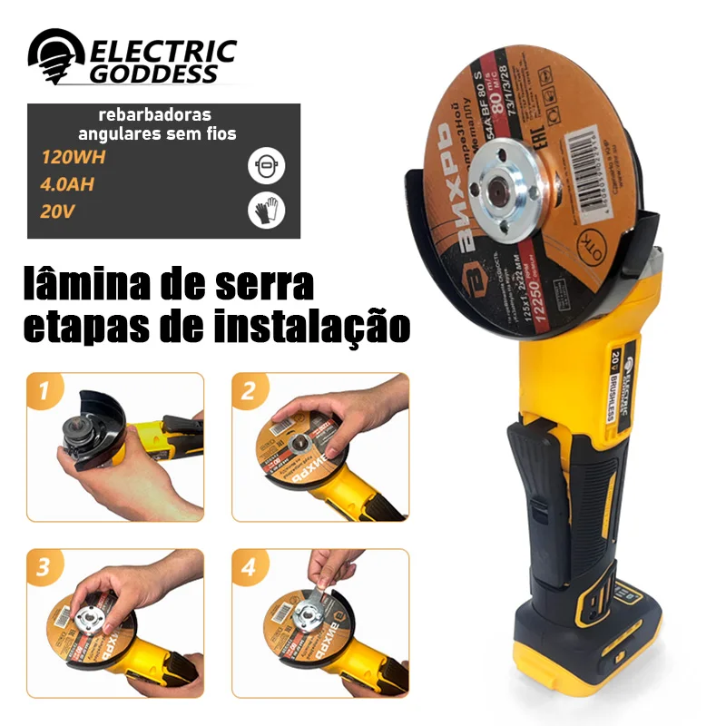 Imagem -02 - Deusa Elétrica com Rebarbadora sem Escova Bateria Dewalt 125 mm 20v Dewalt