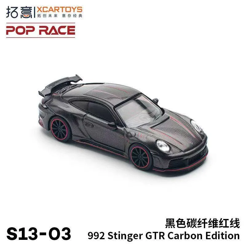 POPRACE Tuoyi 1/64 Porsche 992 GTR Supercar Coleção Ornamento Edição de Fibra de Carbono Modelo de Liga de Corrida