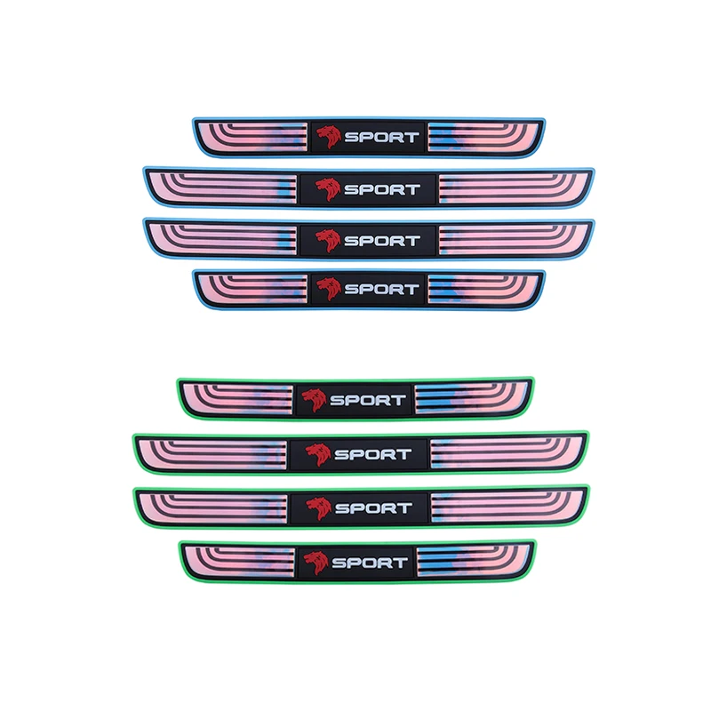 4pcs 3D Wolf Head Sport Car Sticker Threshold Anti Kick Protective Strip Car Door Anti Scratch Adhesive Tape Protective Film