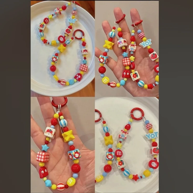 

Original Design Little Ghost Cartoon Mobile Phone Case Chain Hand-painted Beaded CCD Camera Bag Pendant