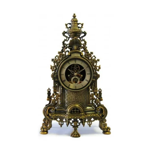 Creative European and American retro clock, semi-mechanical perspective movement metal