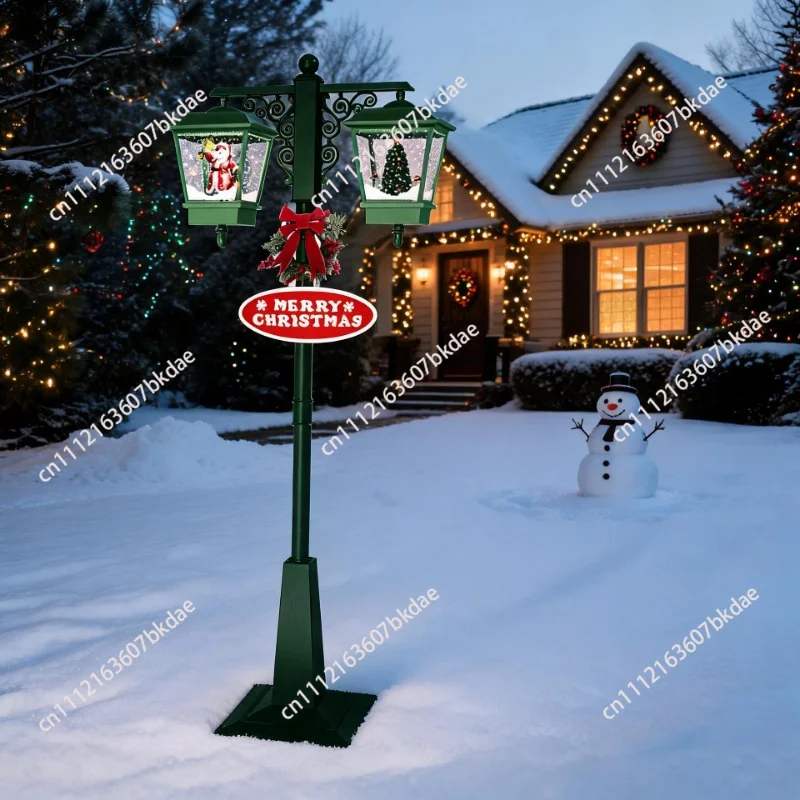 Hot Selling Christmas Snowfall Street Lamp Music Decoration European Style Holiday Ornament for Mall Hotel Scene Setup