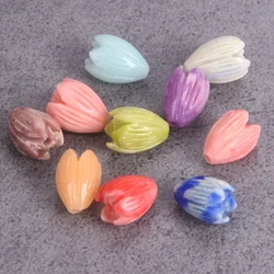 10pcs Flower Shape 9x7mm 11x8mm 12x10mm Gradient Color Artificial Coral Shell Powder Loose Beads For Jewelry Making DIY Findings