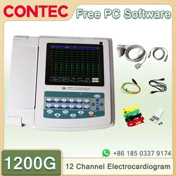 Mexico Fast Delivery Touch Screen Digital 12 Channel 12 Leads ECG EKG ECG1200G Electrocardiograph PC Software CONTEC ECG1200G