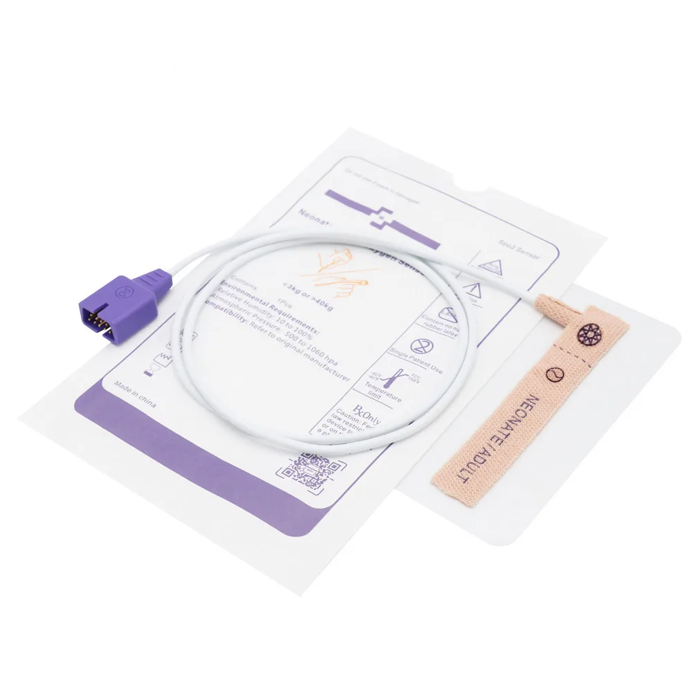 5pcsNellcorr Compatible 9pin Neonate/ Adult Disposable Spo2 Sensor,Adhesive Tape Disposable Oxygen Sensor