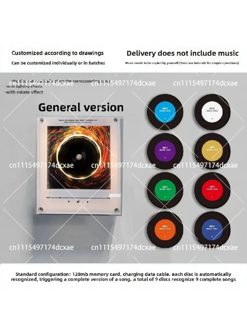 Magnetic Rotary Disc Machine with NFC Sensor & Night Light, 128G Memory Card, Automatic Singing Acrylic Creative Ornament