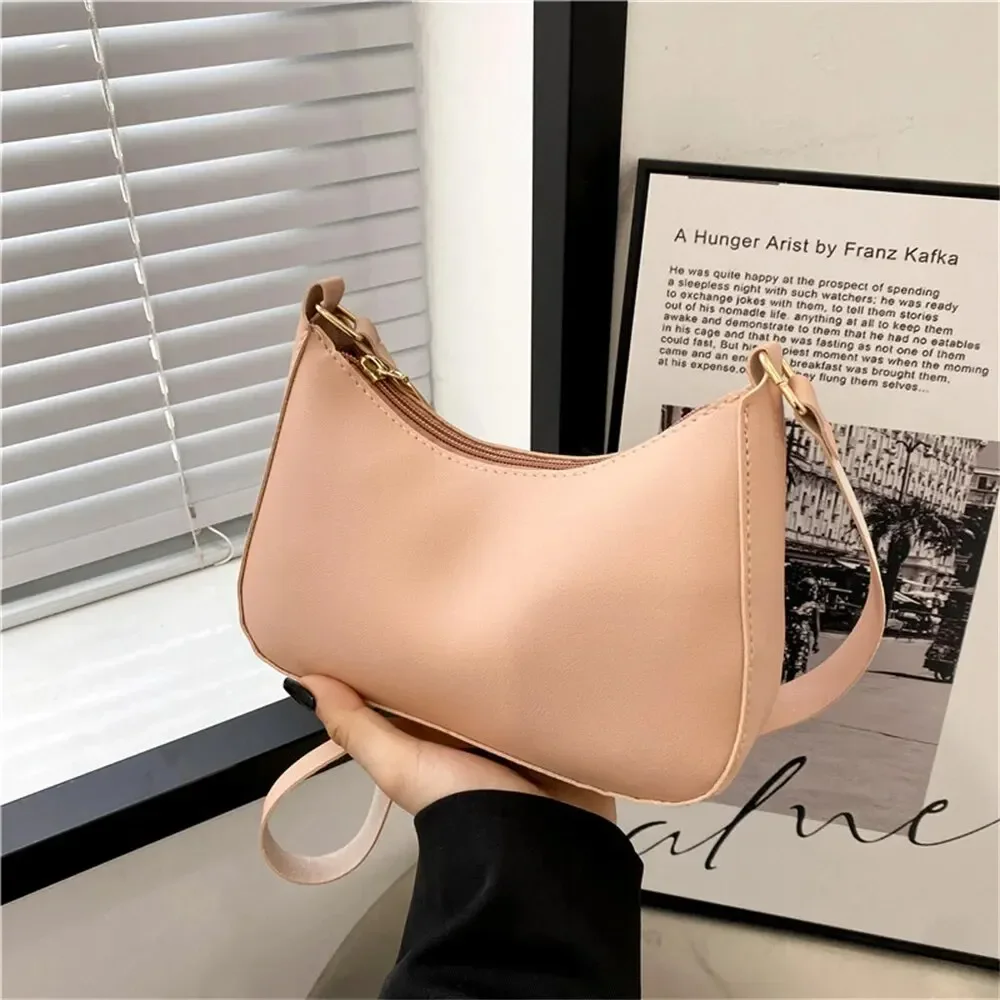 Women's Bag 2024 Trend Handbags Female Handbags Retro Solid Color PU Leather Shoulder Underarm Bag Ladies Shopper Hobos Bag