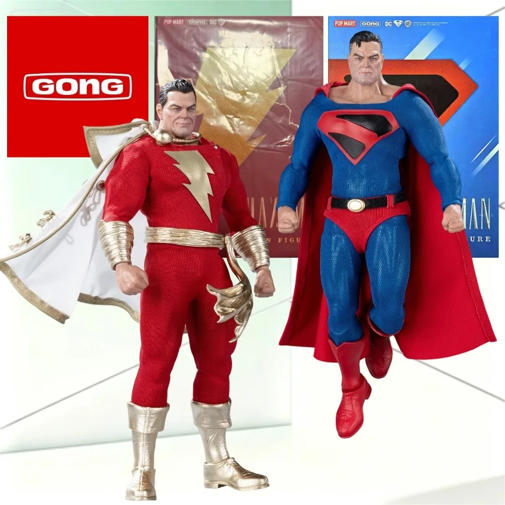 GONG Kingdom Come Dual 1/12 Cloth Action Figure Set Superman & Shazam 16cm Fabric Suit Doll With Draped Cape Fine Sculpt Head